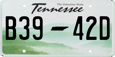 TN license plate B3942D