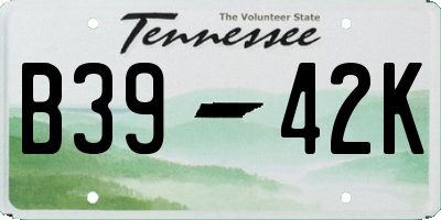 TN license plate B3942K