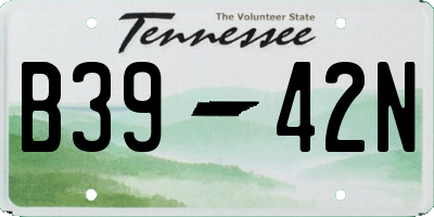 TN license plate B3942N