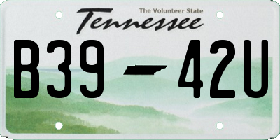 TN license plate B3942U
