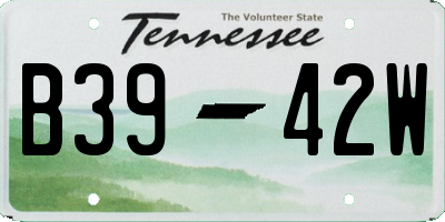 TN license plate B3942W
