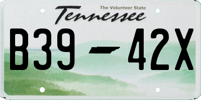 TN license plate B3942X