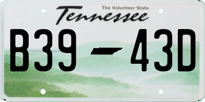 TN license plate B3943D
