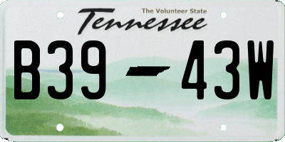 TN license plate B3943W