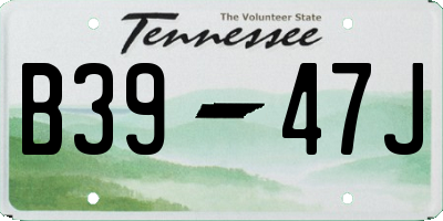 TN license plate B3947J