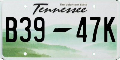 TN license plate B3947K
