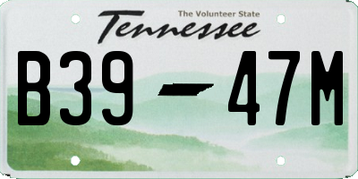 TN license plate B3947M
