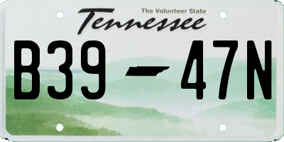 TN license plate B3947N