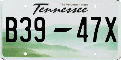 TN license plate B3947X