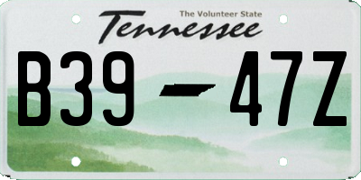 TN license plate B3947Z
