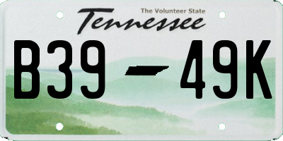 TN license plate B3949K
