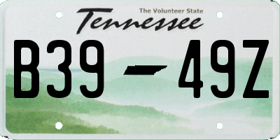 TN license plate B3949Z