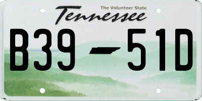 TN license plate B3951D