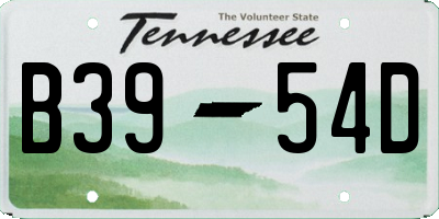 TN license plate B3954D