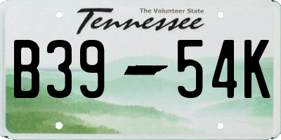 TN license plate B3954K
