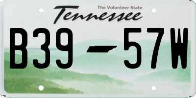 TN license plate B3957W