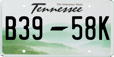 TN license plate B3958K