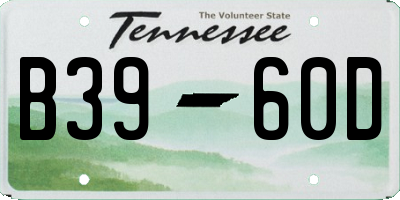 TN license plate B3960D