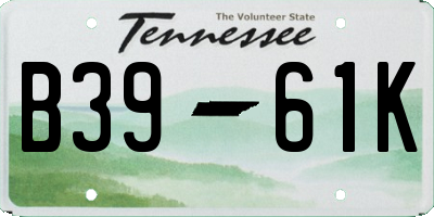 TN license plate B3961K