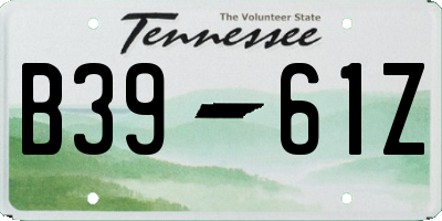 TN license plate B3961Z