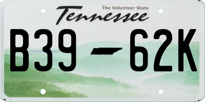 TN license plate B3962K