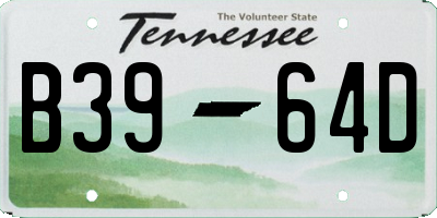TN license plate B3964D