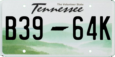 TN license plate B3964K