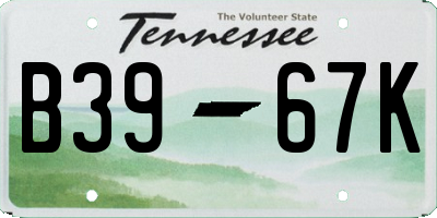 TN license plate B3967K