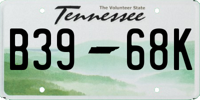 TN license plate B3968K
