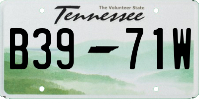 TN license plate B3971W