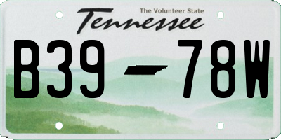 TN license plate B3978W