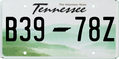 TN license plate B3978Z