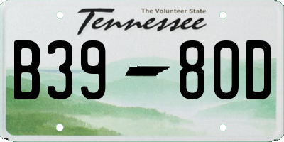TN license plate B3980D