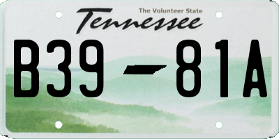 TN license plate B3981A