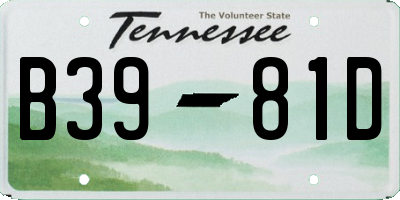 TN license plate B3981D