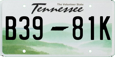 TN license plate B3981K