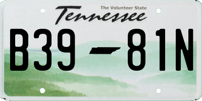 TN license plate B3981N