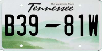 TN license plate B3981W