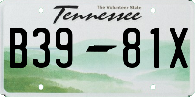 TN license plate B3981X