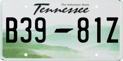 TN license plate B3981Z