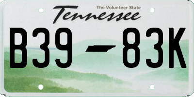 TN license plate B3983K