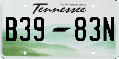 TN license plate B3983N