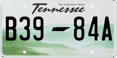 TN license plate B3984A