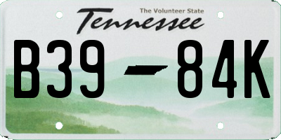 TN license plate B3984K