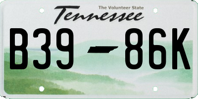 TN license plate B3986K