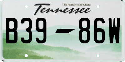 TN license plate B3986W