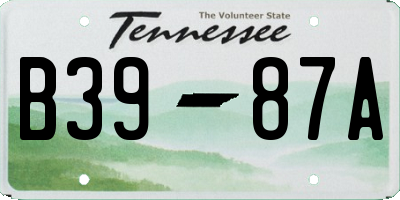 TN license plate B3987A