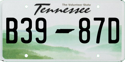 TN license plate B3987D