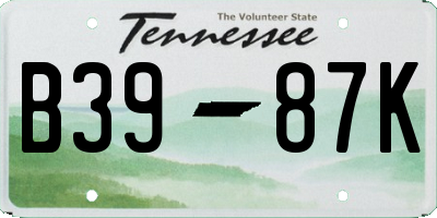 TN license plate B3987K