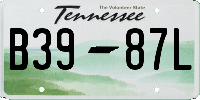 TN license plate B3987L